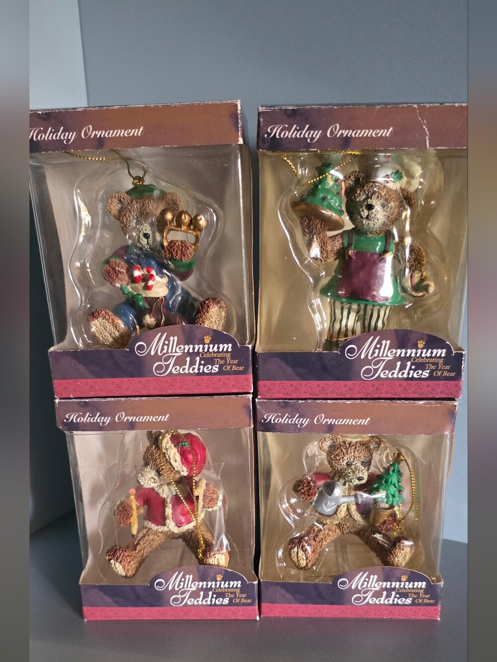 Holiday Bear Ornament - Brown and Green